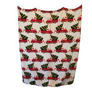 Holiday Time Truck Fleece Throw Blanket 50" X 60" Christmas Red White Polyester